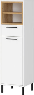 Germania GW-Loria Medium Cabinet | White & Oak Storage with Door & Drawer
