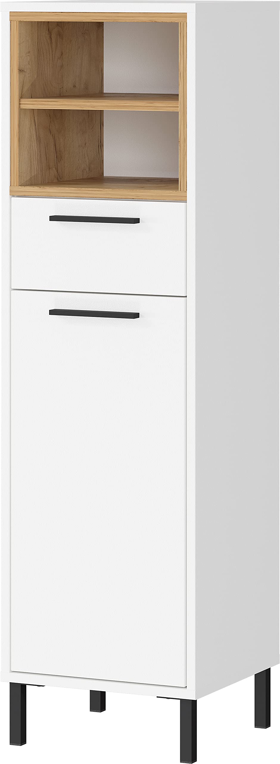 Germania GW-Loria Medium Cabinet | White & Oak Storage with Door & Drawer