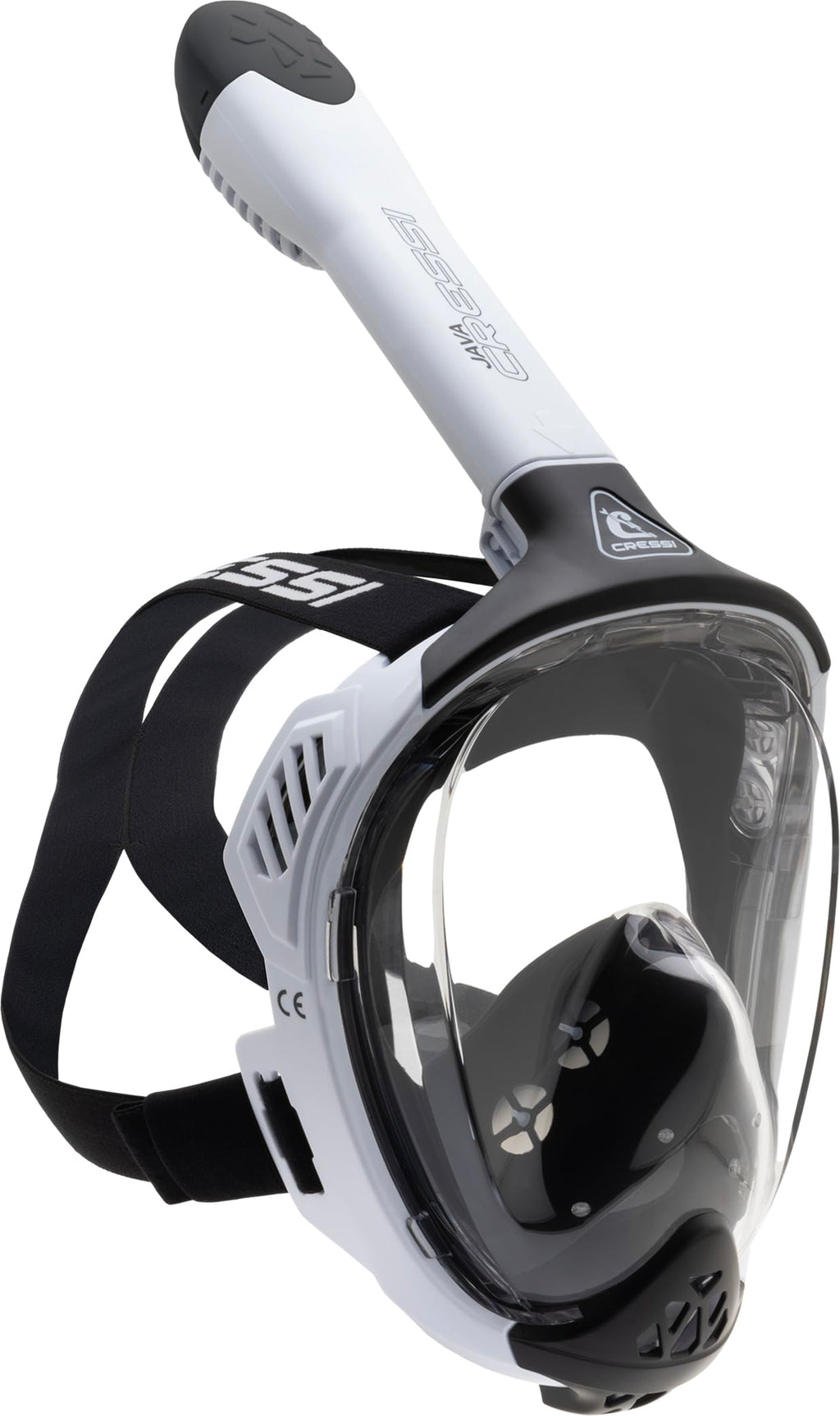 Cressi Java Full Face Snorkel Mask – Anti-Fog Silicone – White/Black