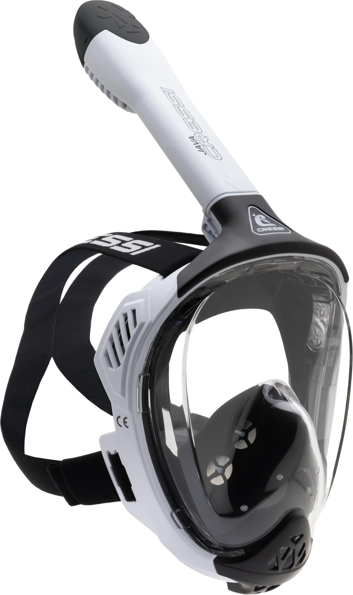 Cressi Java Full Face Snorkel Mask – Anti-Fog Silicone – White/Black