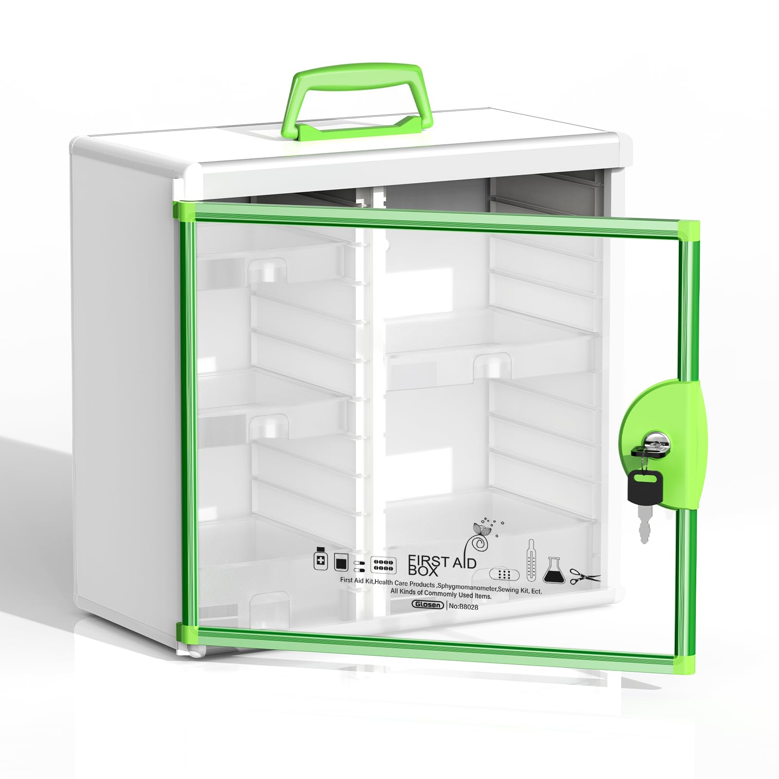 Glosen Lockable Medicine Cabinet – Wall-Mounted First Aid Storage Box