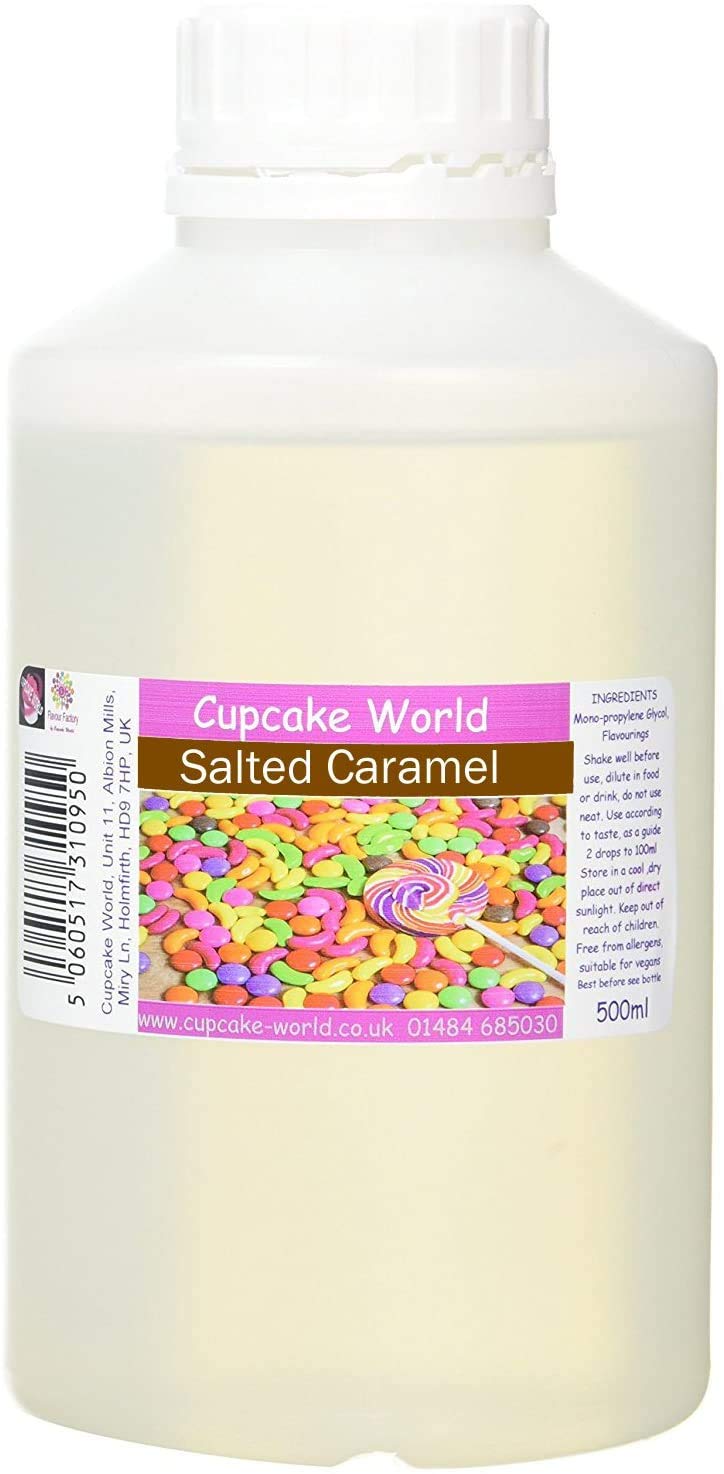 Cupcake World Salted Caramel Liquid Food Flavouring Essence – 500ml