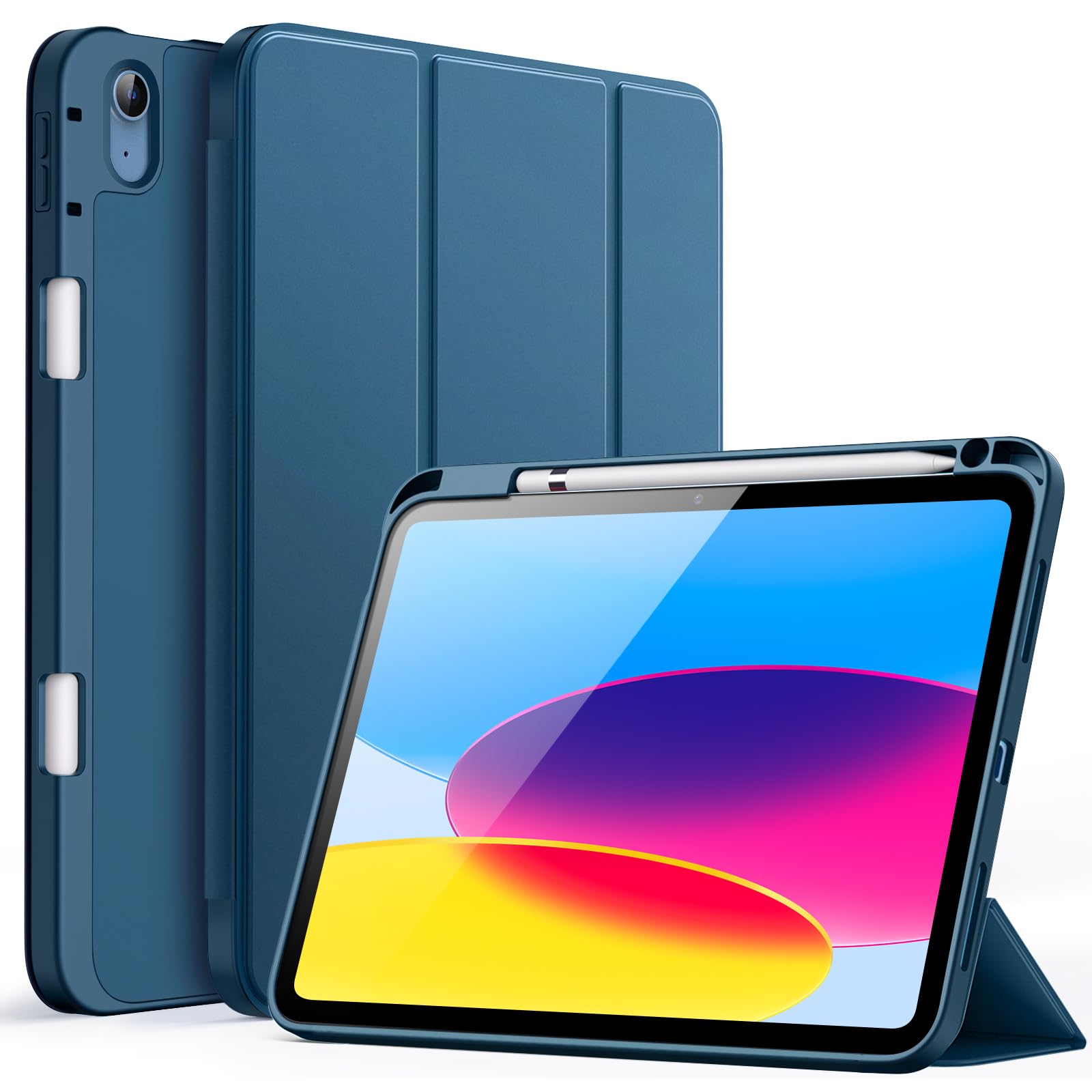 JETech iPad Case 11th/10th Gen | Pencil Holder, Slim TPU Cover | Teal