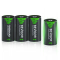 BEVIGOR 10000mAh D Rechargeable Batteries | Ni-MH 1.2V D Cell, 4 Pack