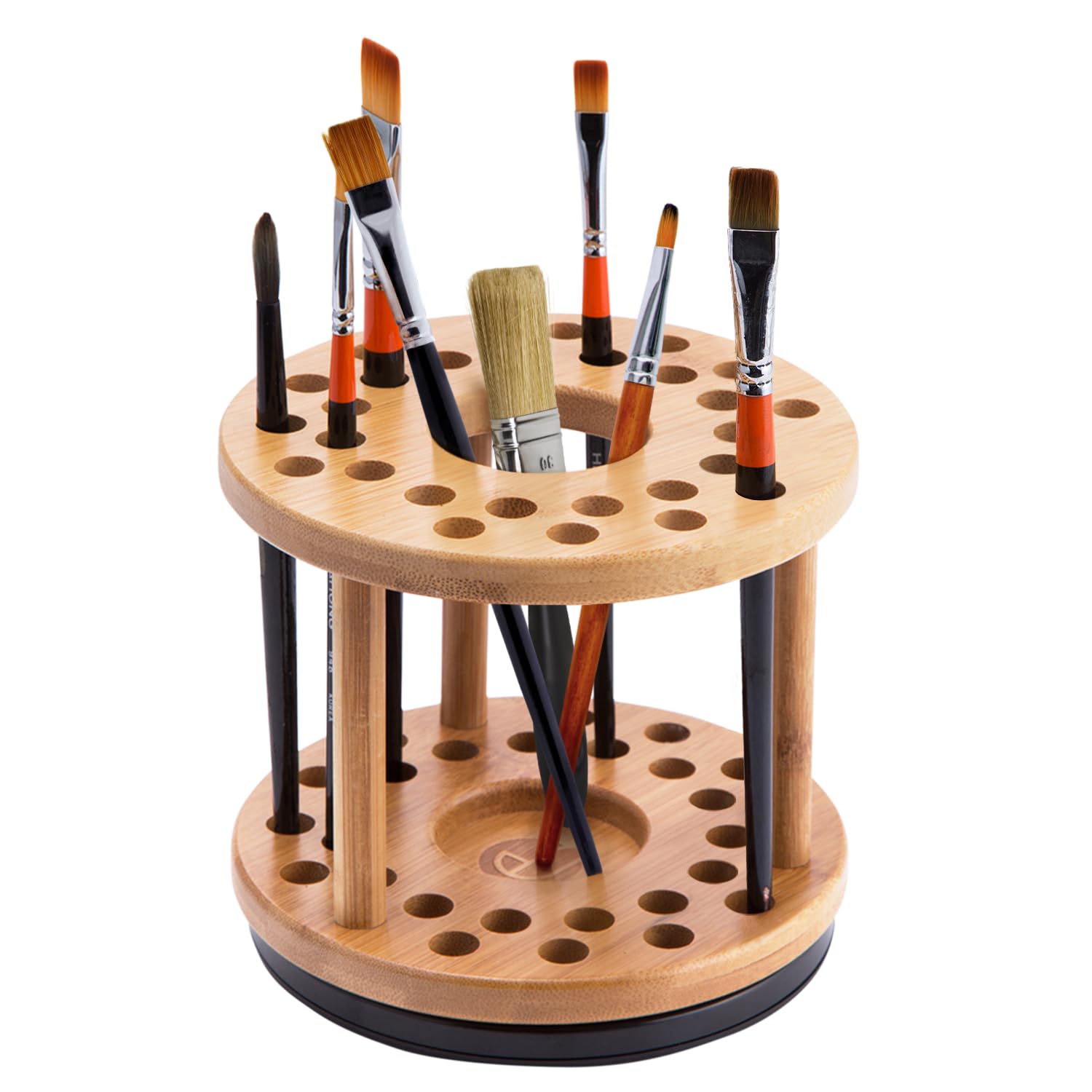 JackCubeDesign 360 Rotating Bamboo Watercolor Paint Brush Holder