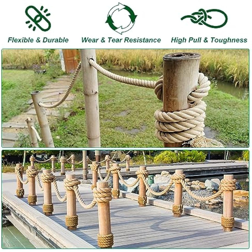 PATIKIL 1.5" x 50 Ft Twisted Manila Jute Rope for Tug of War & Decor