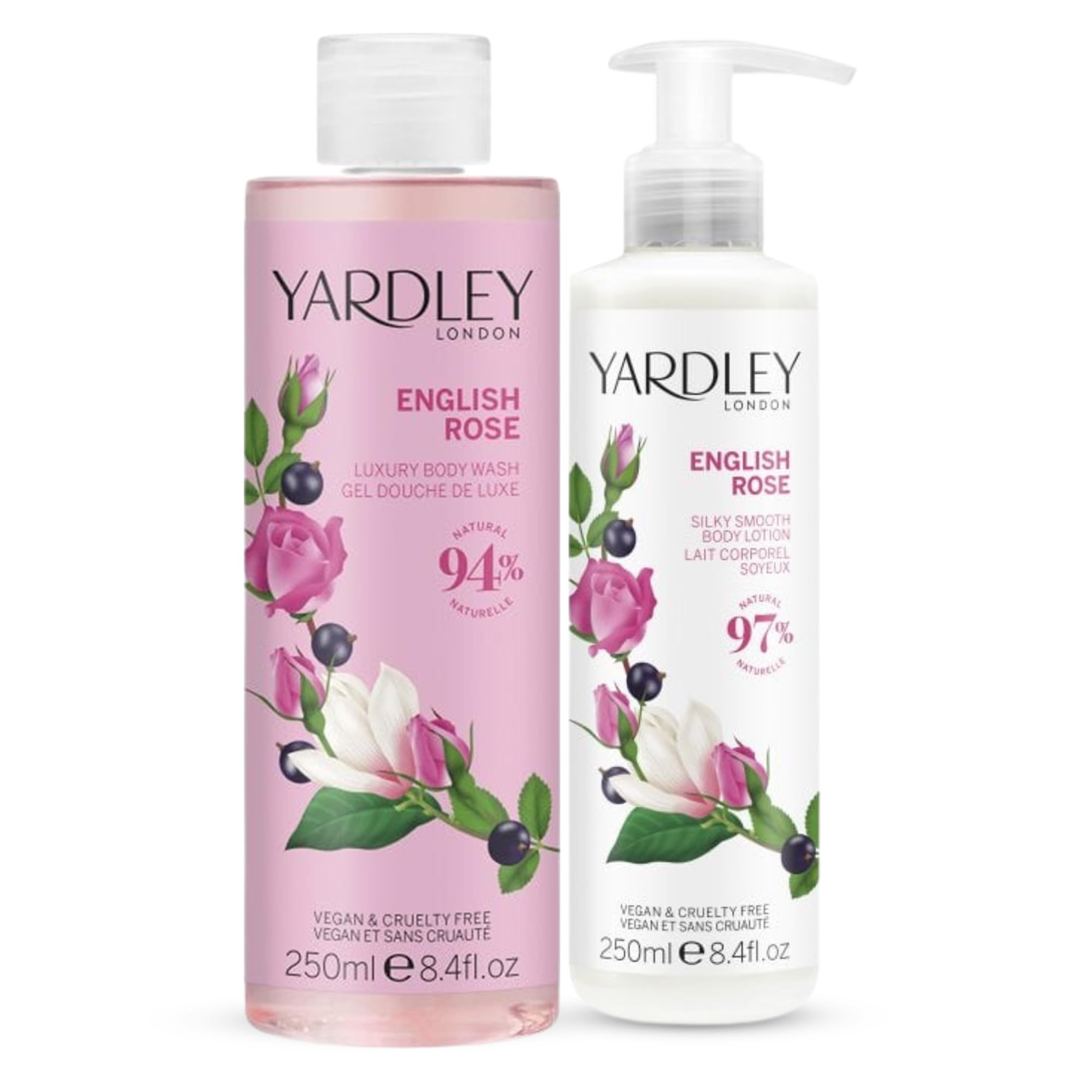 Yardley London English Rose Body Wash & Lotion Set - 2-Piece Gift Set