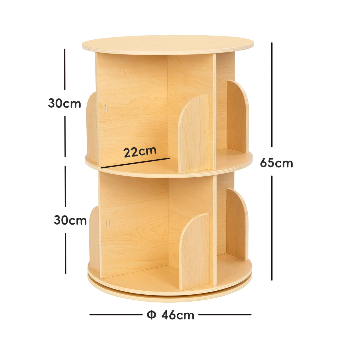 OOOK 2-Tier Rotating Bookshelf, Small Corner Wooden Spinning Book Shelf - image 5