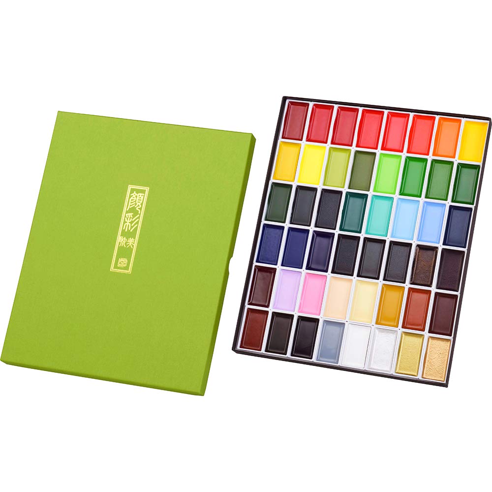 Kuretake ZIG Gansai Tambi Japanese Watercolor Set | 48 Vivid Colors