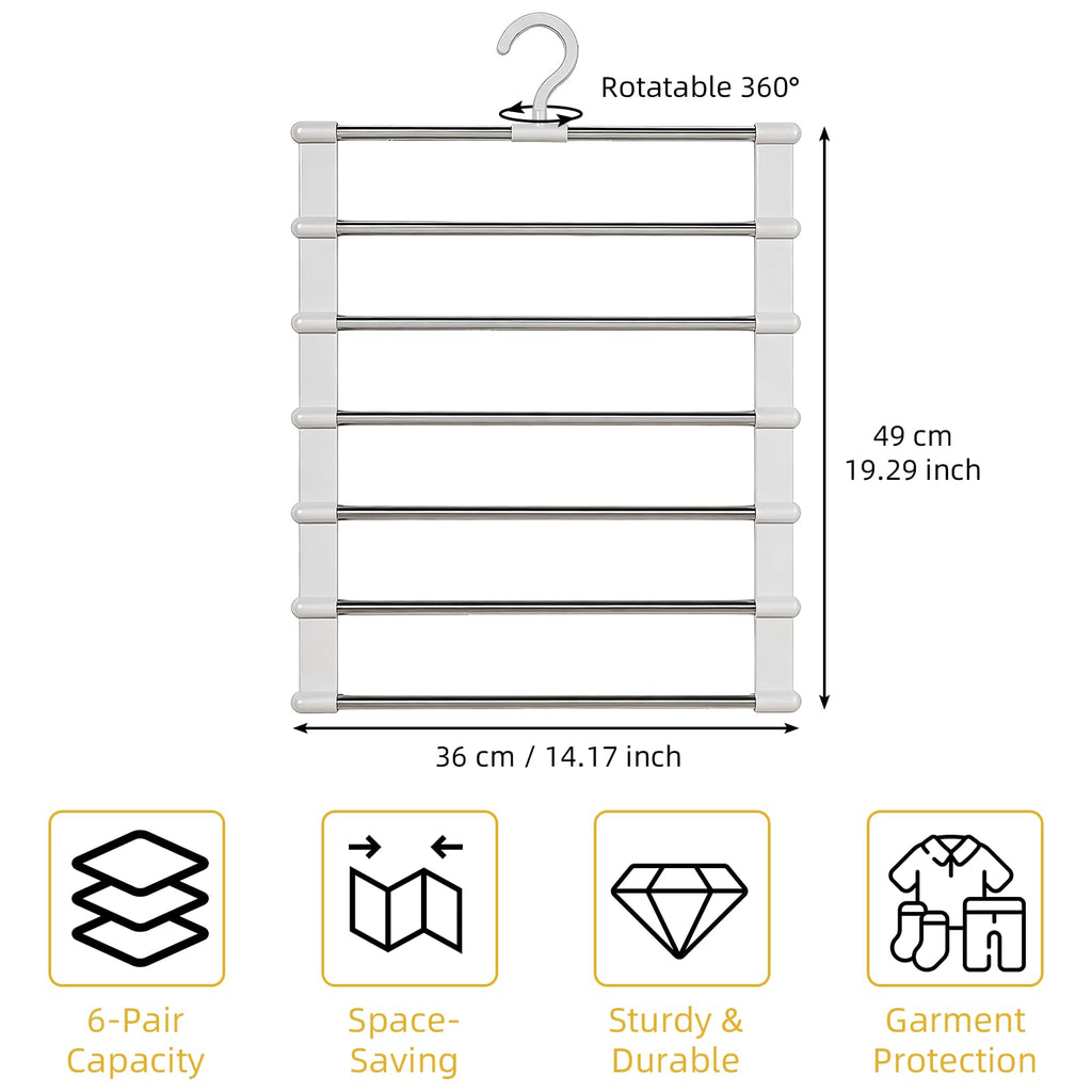 Trouser Hangers Space Saving for Wardrobe Closet, 3 Pack Multi Layer Metal Trouser Hangers for Women, 360° Rotatable Closet Organizer for Skirt - image 4
