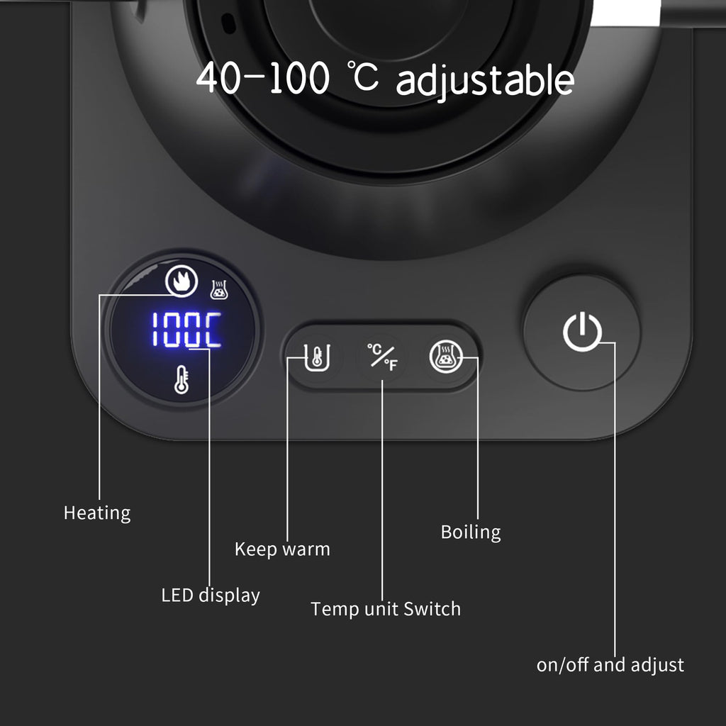 RHD Electric Gooseneck Kettle | 1200W Temp Control Stainless Steel Pot