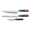 Katana Saya Elements 3pc Japanese VG-10 Damascus Knife Set | Ocean Blue