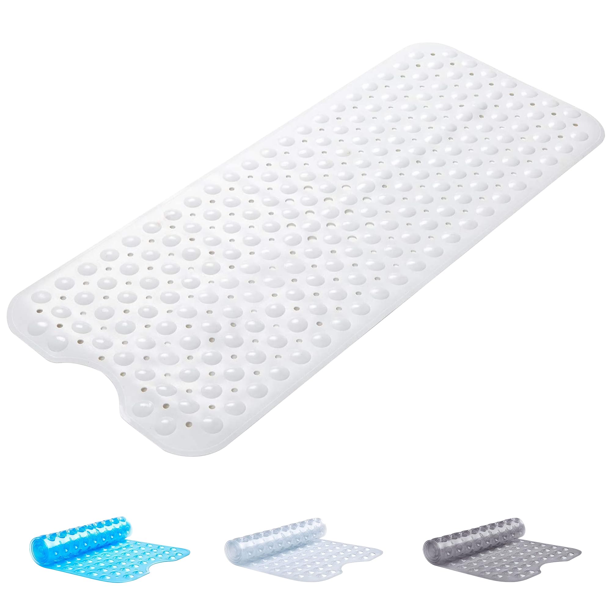 Oxford Homeware Non-Slip PVC Bath Mat | Anti-Mold White 70x38 cm
