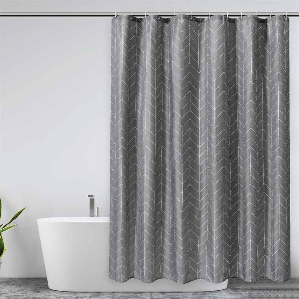 Lkw Ogechi Grey Arrowhead Shower Curtain – 180x200cm Waterproof Polyester