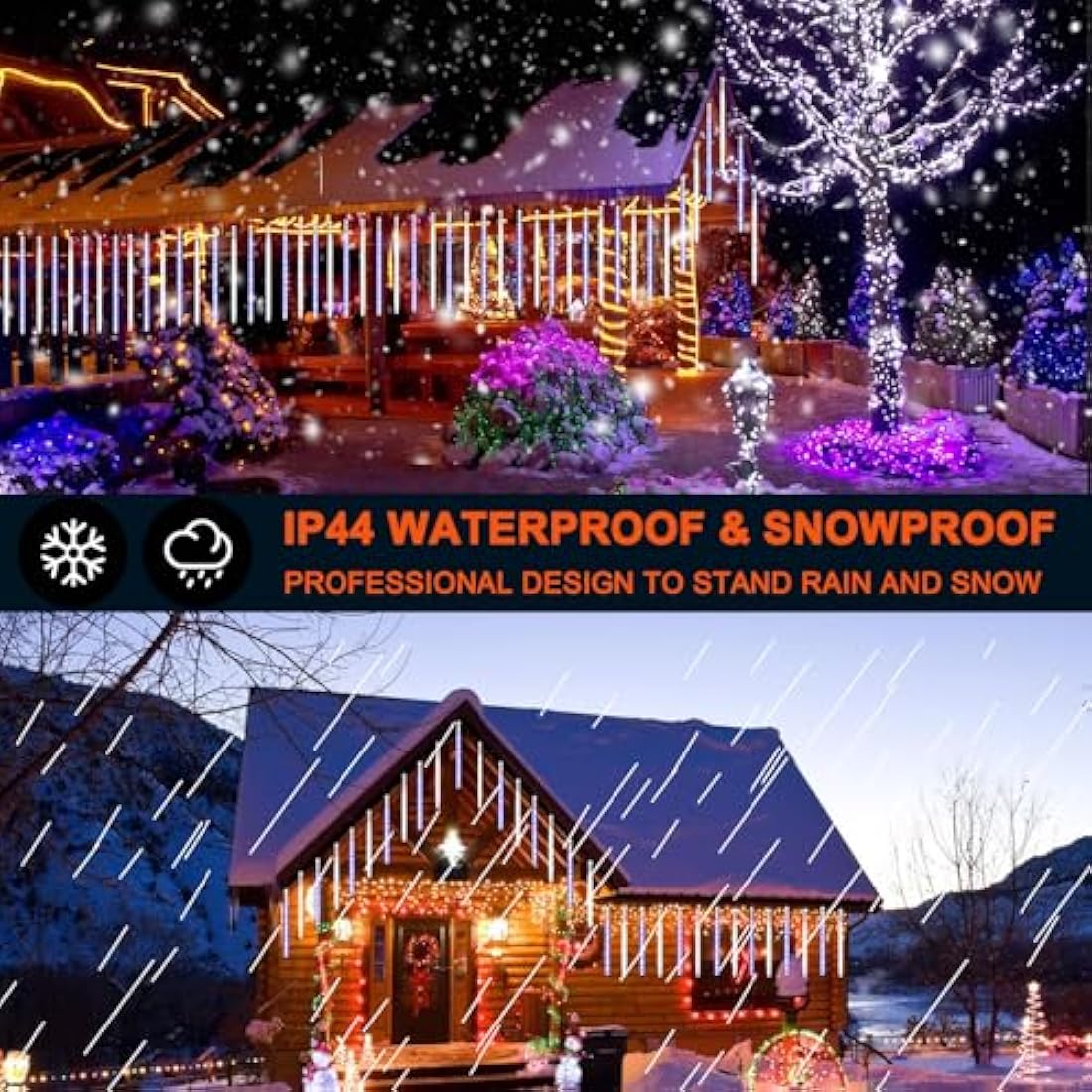 Vikdio Meteor Shower Lights – 16 Tube 480 LED Waterproof Outdoor White