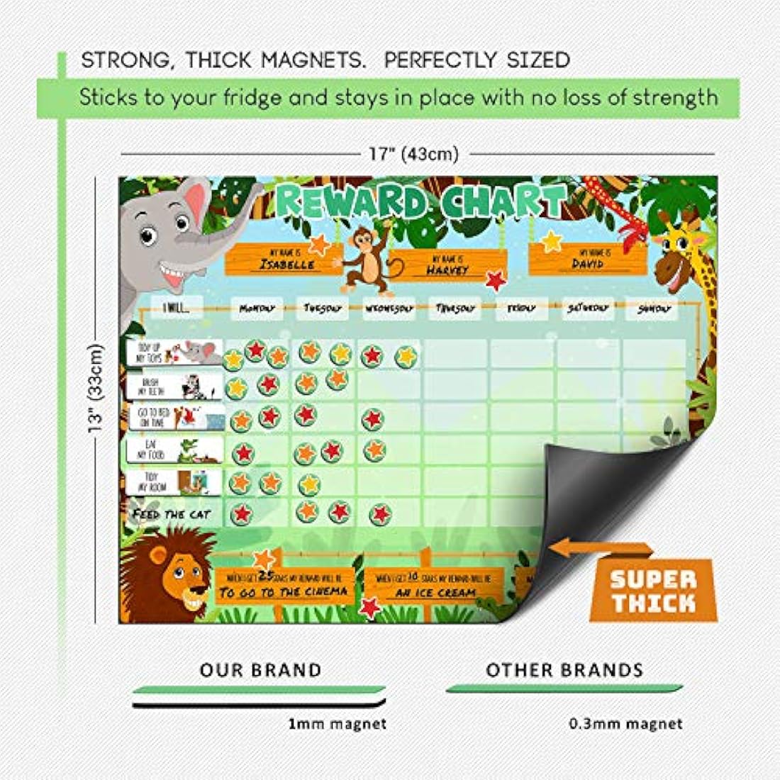 Luigi's Safari Animal Magnetic Reward Chart | Kids Potty & Chores Tracker