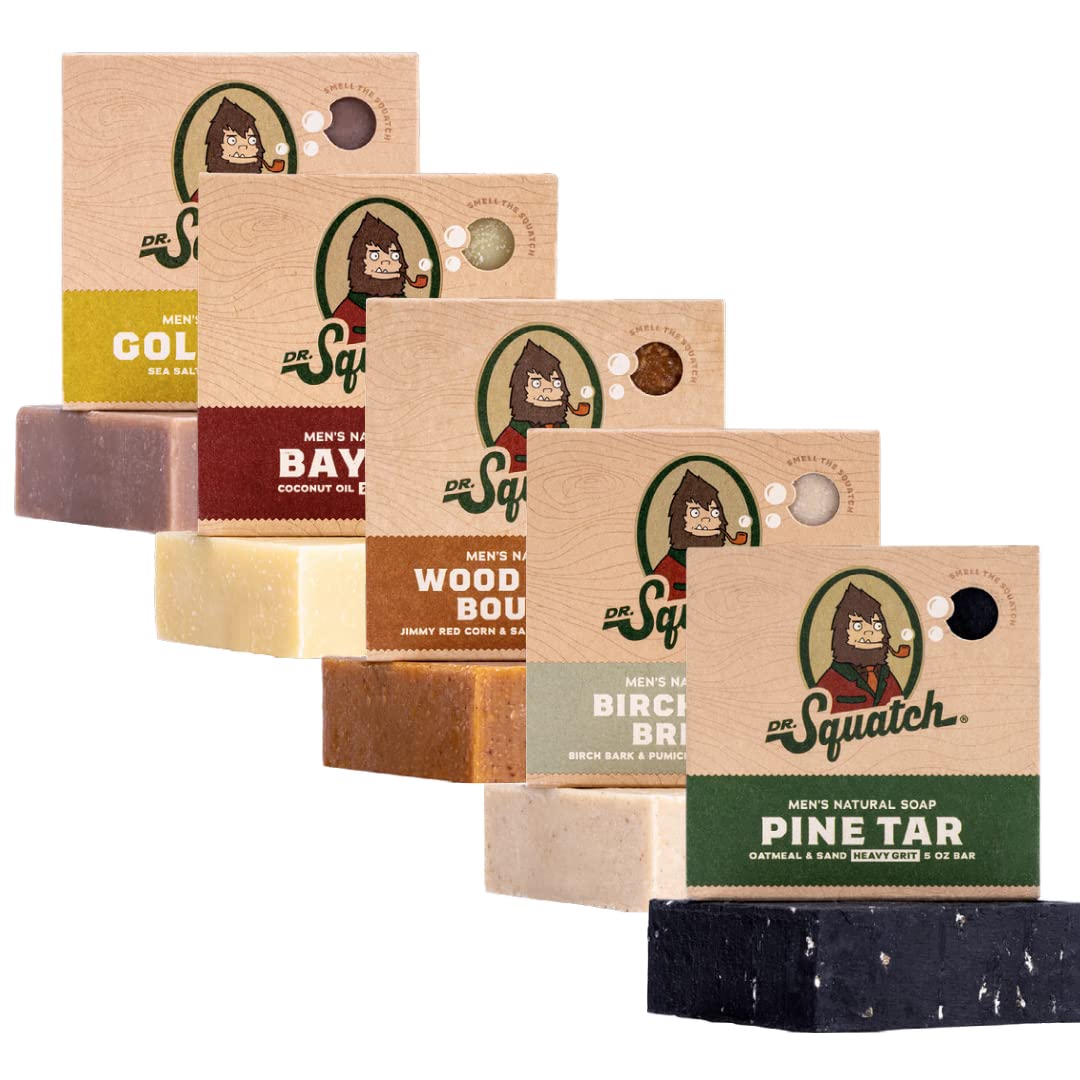Dr. Squatch Natural Men's Soap Bar Variety Pack – 5 Scent Gift Set