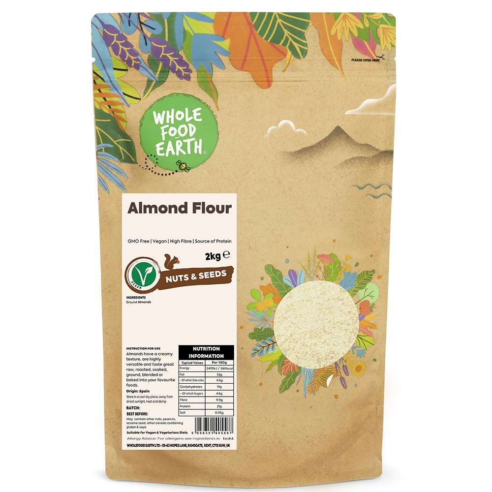 Wholefood Earth Almond Flour 2kg – Blanched Ground Almonds for Baking