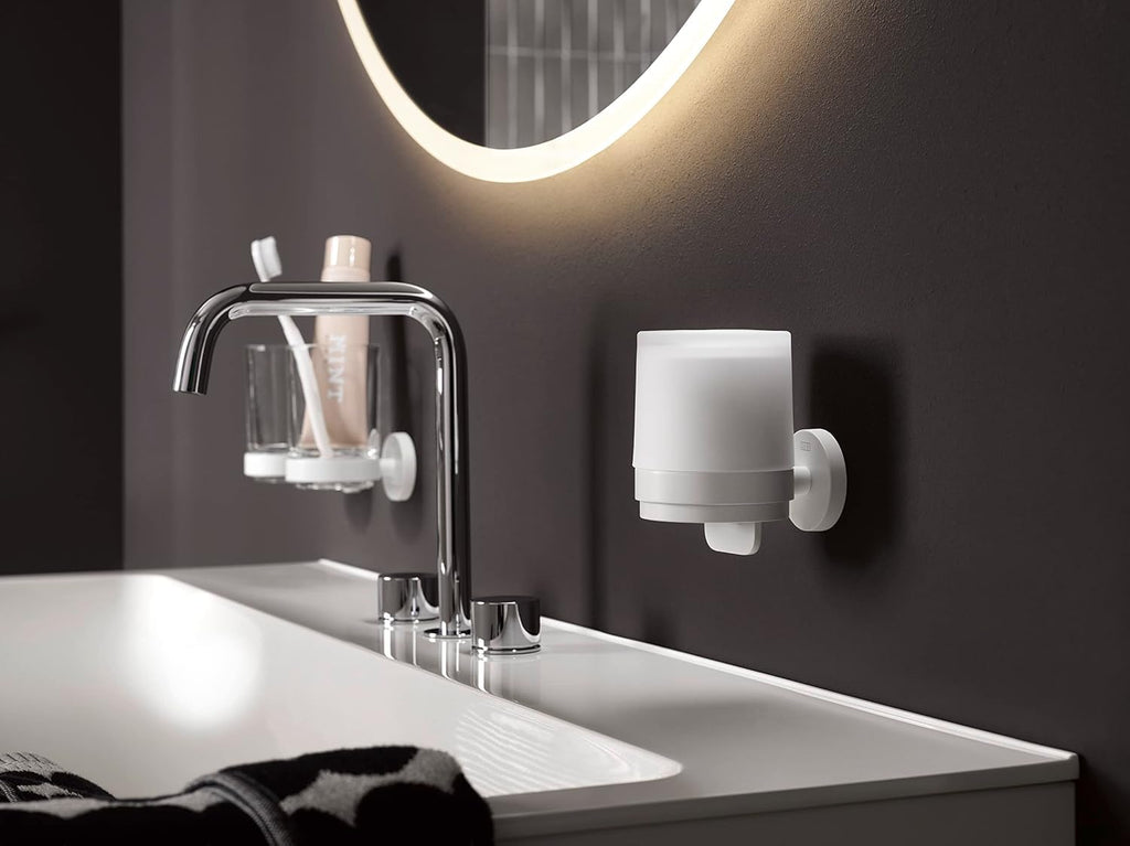emco Round Soap Dispenser with One-Handed Operation for Wall Mounting for Screwing or Gluing Wall Soap Dispenser for Soap in Matt White - image 4