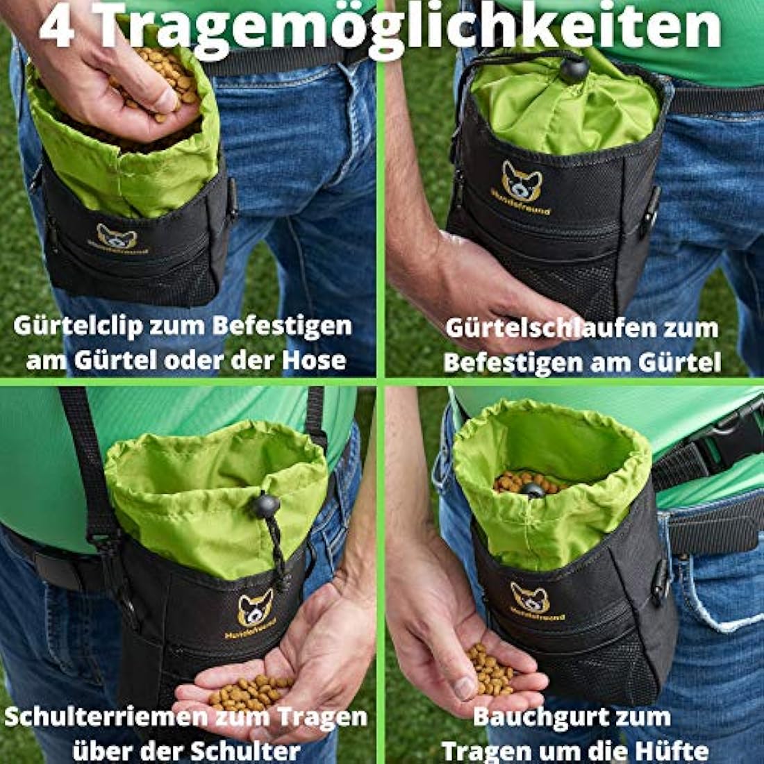 Hundefreund Dog Treat Bag | 4-in-1 Training Pouch with Waist Strap