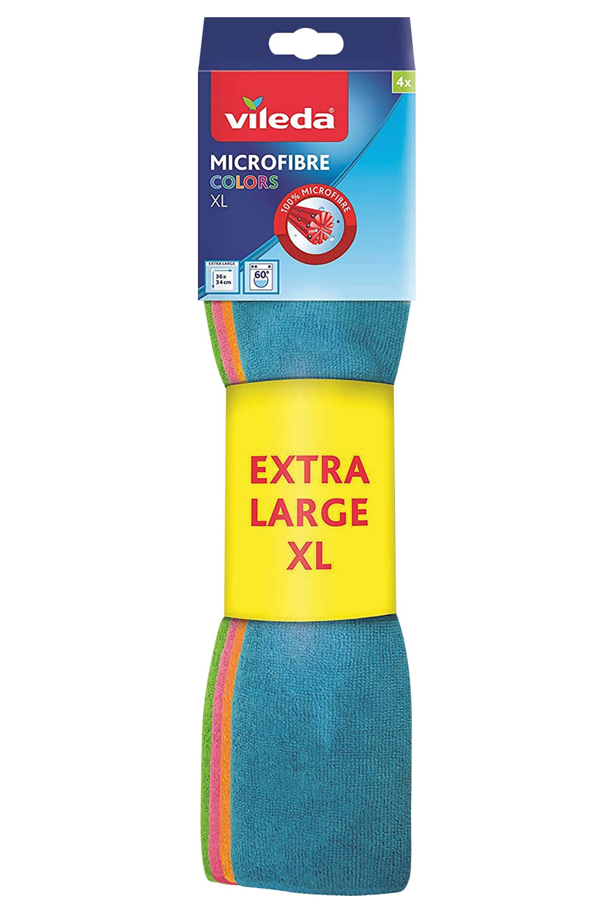 Vileda XL Colored Microfiber Cloths – Multi-Purpose Cleaning Set of 4