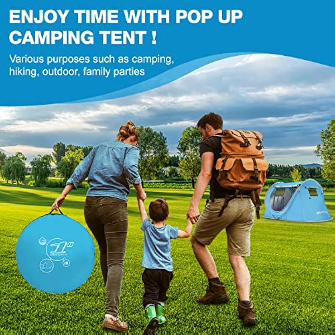 ZOMAKE 2-Person Pop Up Tent – Waterproof Instant Automatic Camping Tent
