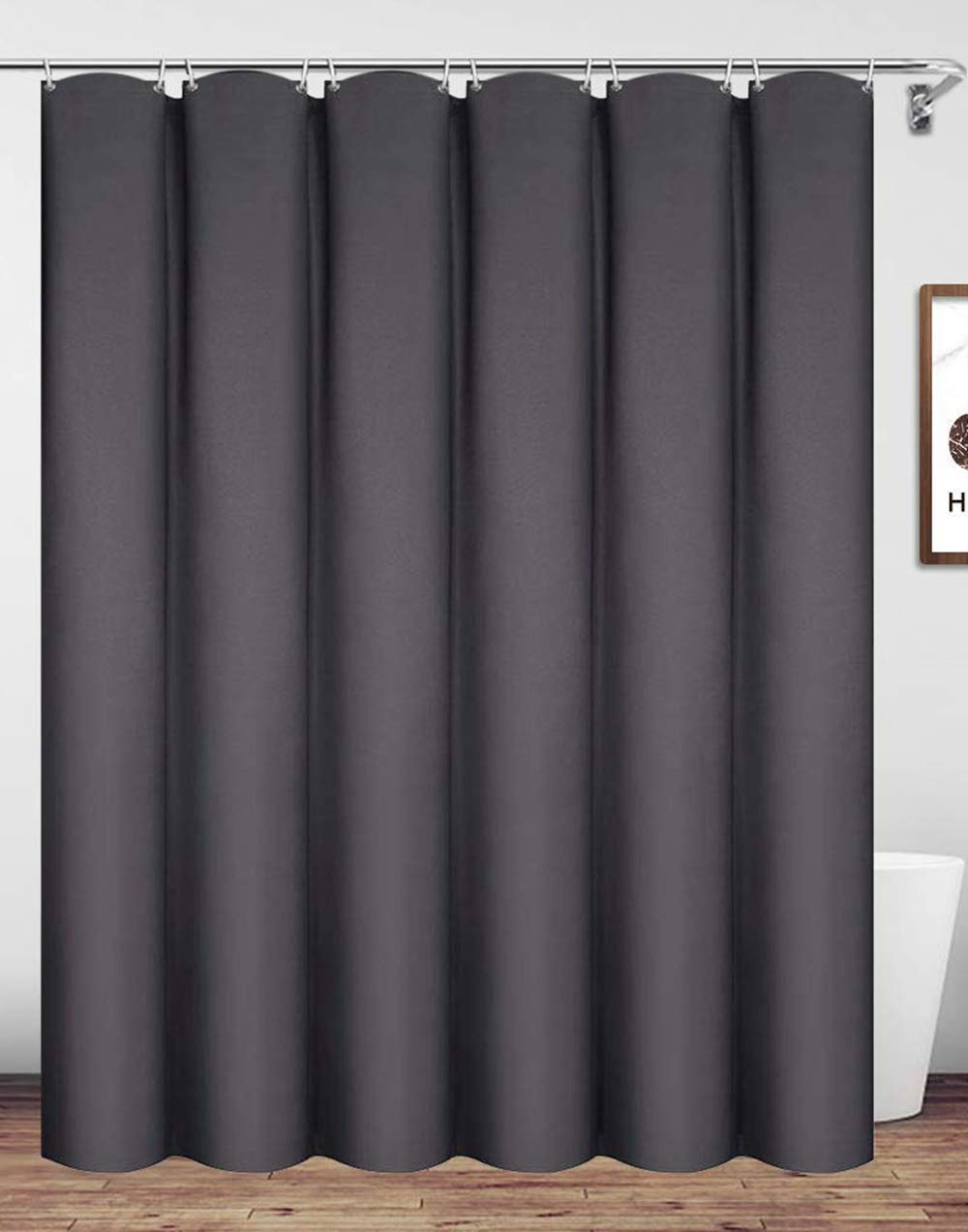 Jolof Store Charcoal Grey Shower Curtain – Waterproof Polyester, 180x180cm