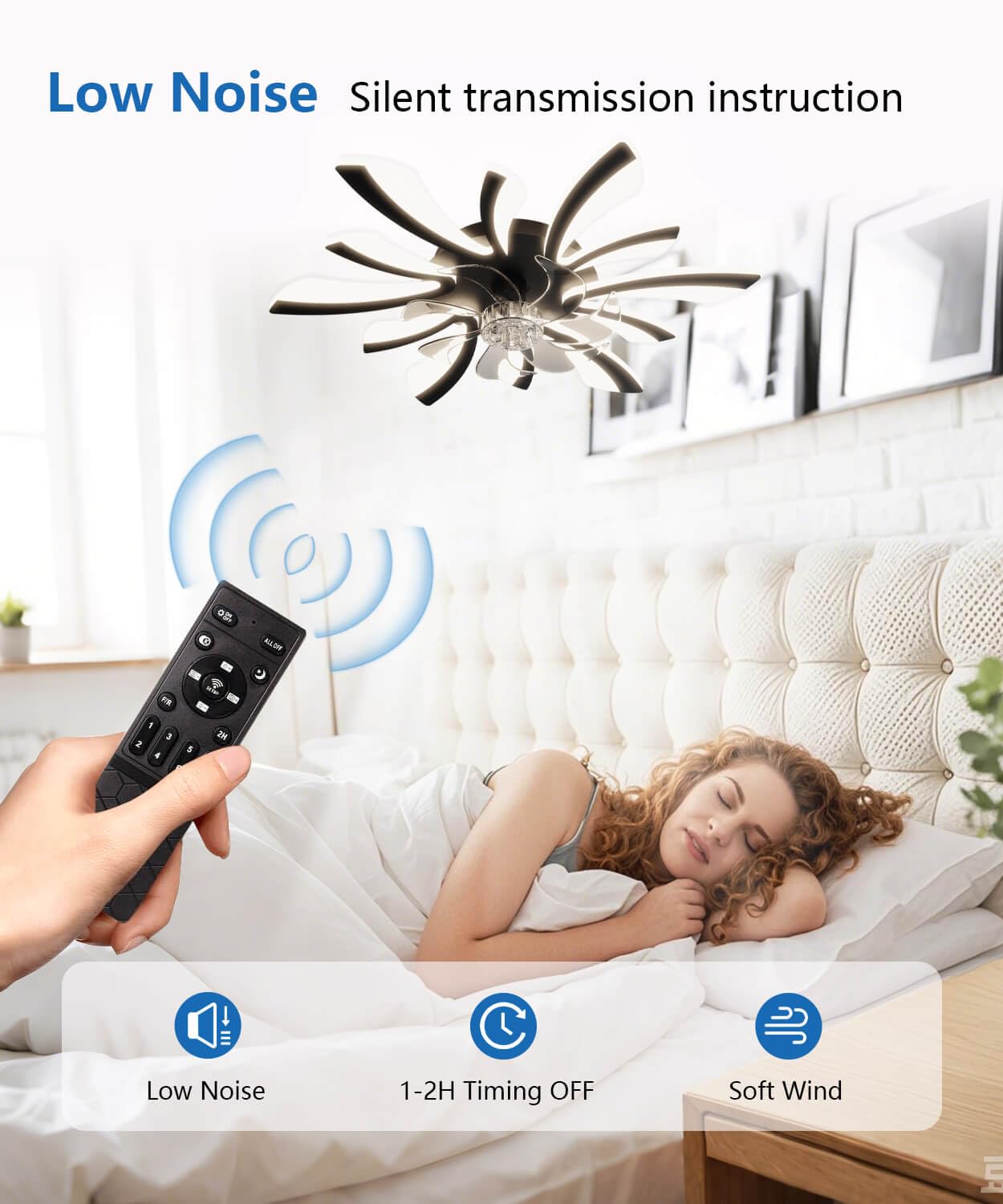 LJX Smart Ceiling Fan with Light | Dimmable Silent DC Motor – Black
