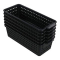 Gitany Black Plastic Baskets Set of 6, Rectangle Slim Storage Basket