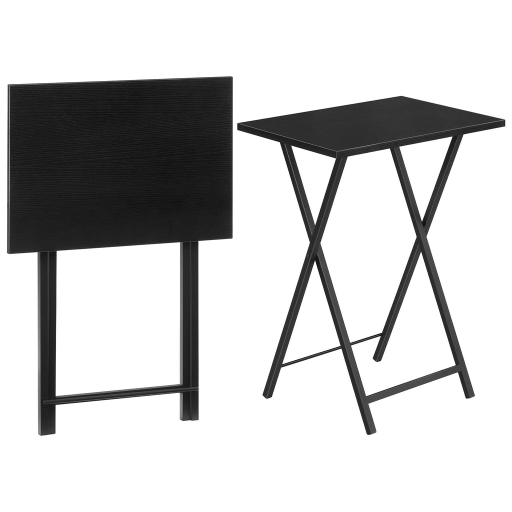HOOBRO Folding TV Tray Tables Set of 2 | Metal Laptop Side Tables, Black