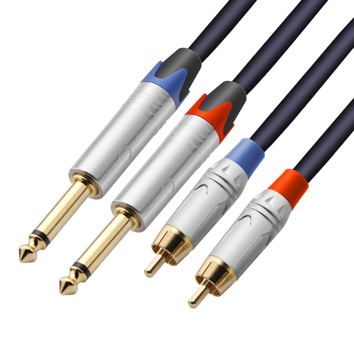 Jolof Store Dual 1/4 Inch Jack to RCA Stereo Audio Patch Cable – 1m