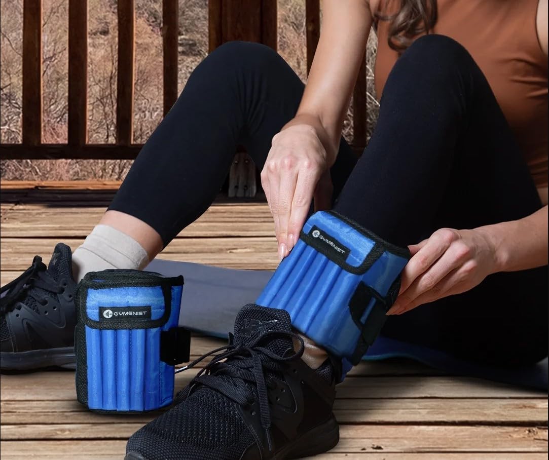 GYMENIST Adjustable Ankle and Wrist Weights | 10 LB Set (2 x 5 LB)
