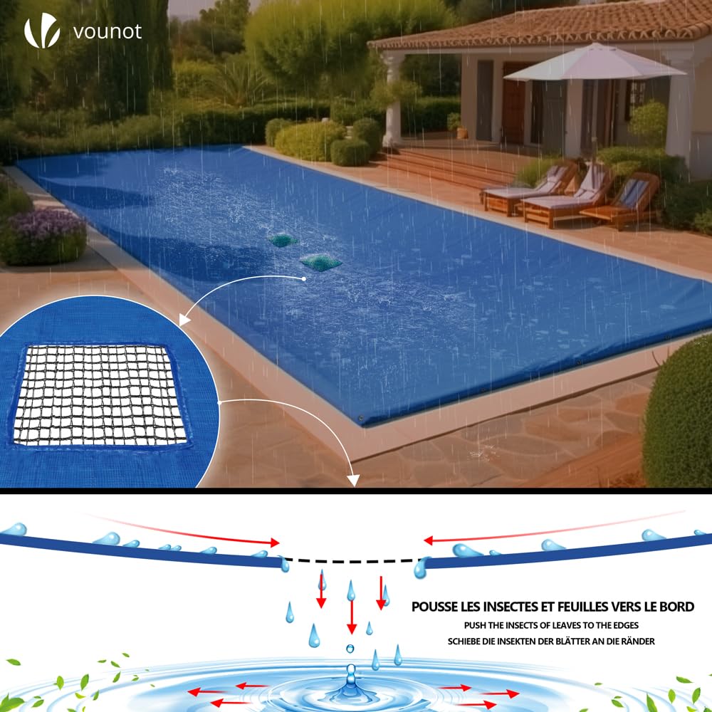 VOUNOT Rectangular Swimming Pool Cover – Heavy Duty 4x8m Waterproof