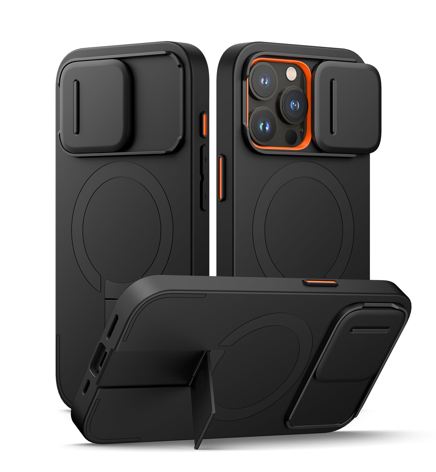 SURITCH iPhone 15 Pro Magnetic Case – Shockproof Cover with Kickstand