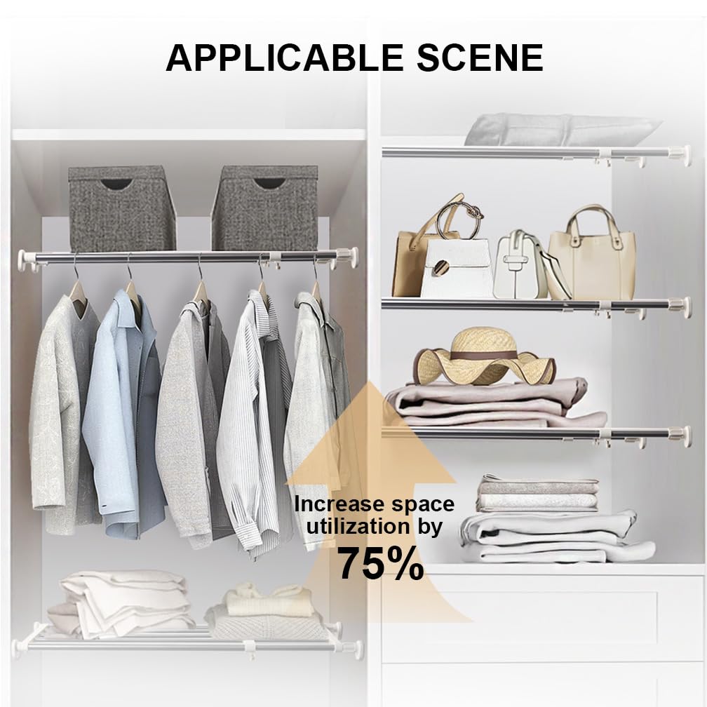 Hershii Expandable Tension Shelf – Heavy Duty Stainless Steel Closet Organizer