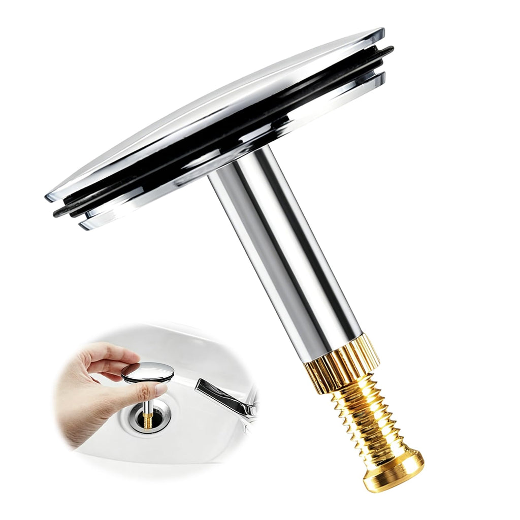 TQIOQIY 43mm Adjustable Bath Plug, Heavy Duty Brass Chrome Bathtub Drain Stopper, Height Adjustable Pop-Up Bathtub Plug 55mm - image 1