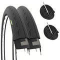 Ecovelo Pair of 700 x 25C Road Bike Tyres and Inner Tubes - Black