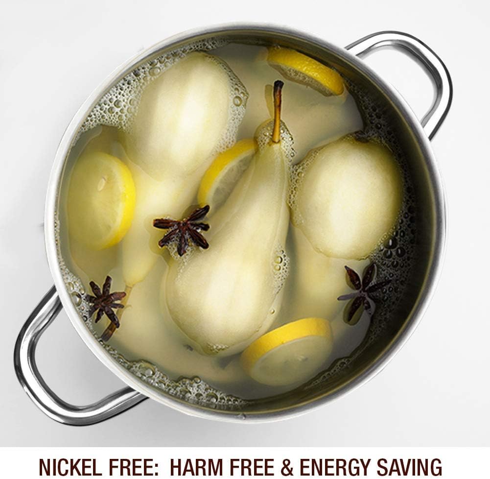 HOMICHEF Nickel Free Stainless Steel Stock Pot with Lid - 3.8L Saucepan