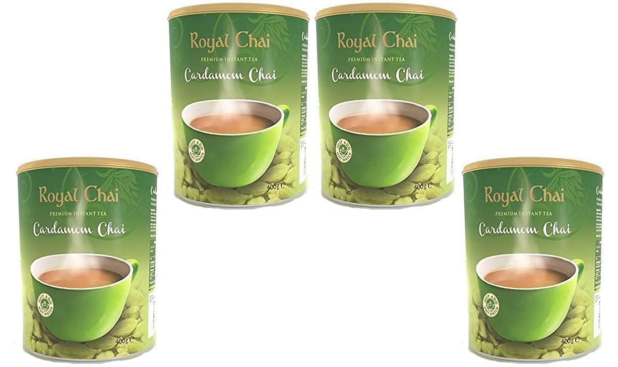 Royal Chai Elaichi Unsweetened Instant Cardamom Tea - 400g (Pack of 4)