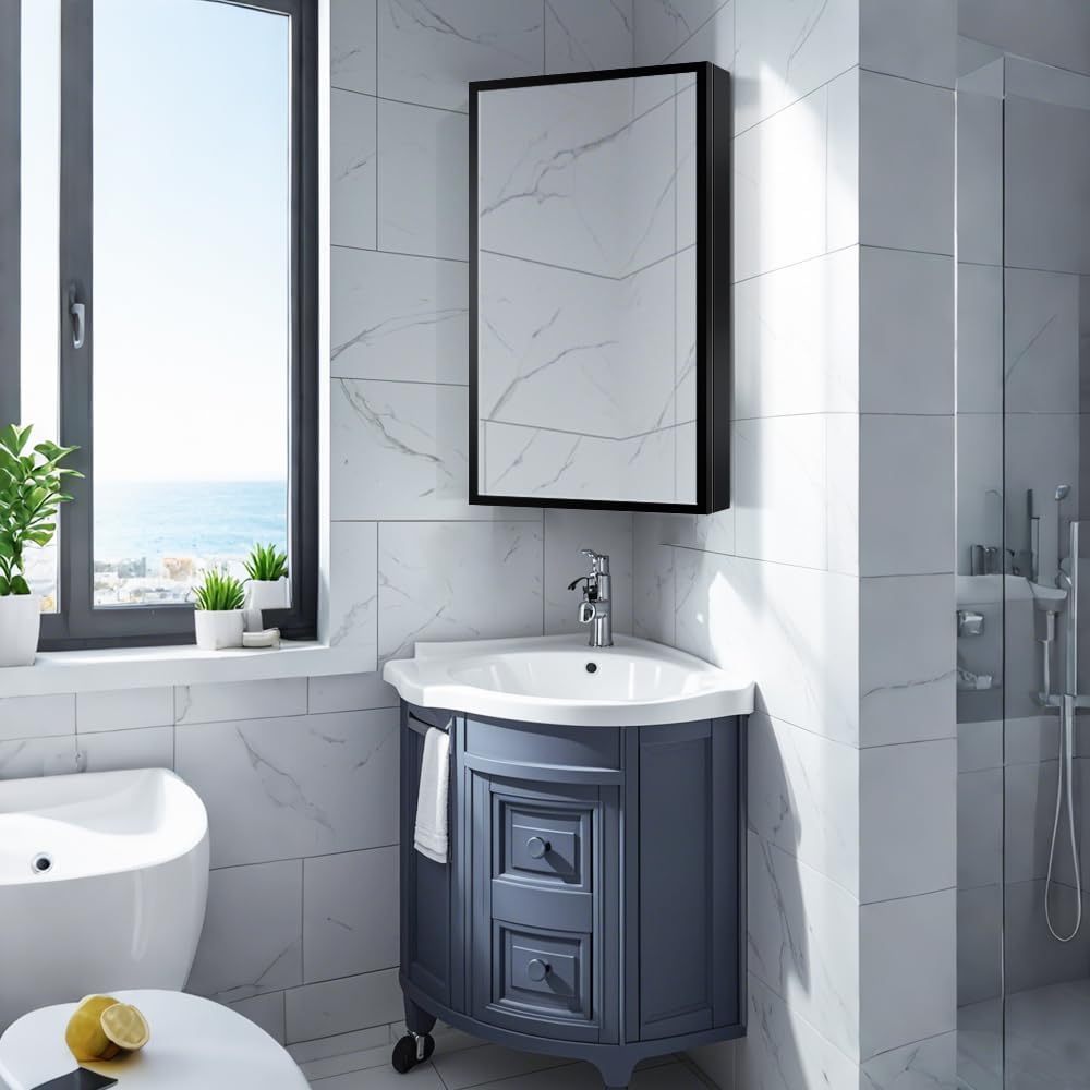 Janboe Corner Mirror Cabinet | 35x70cm Aluminum Bathroom Storage