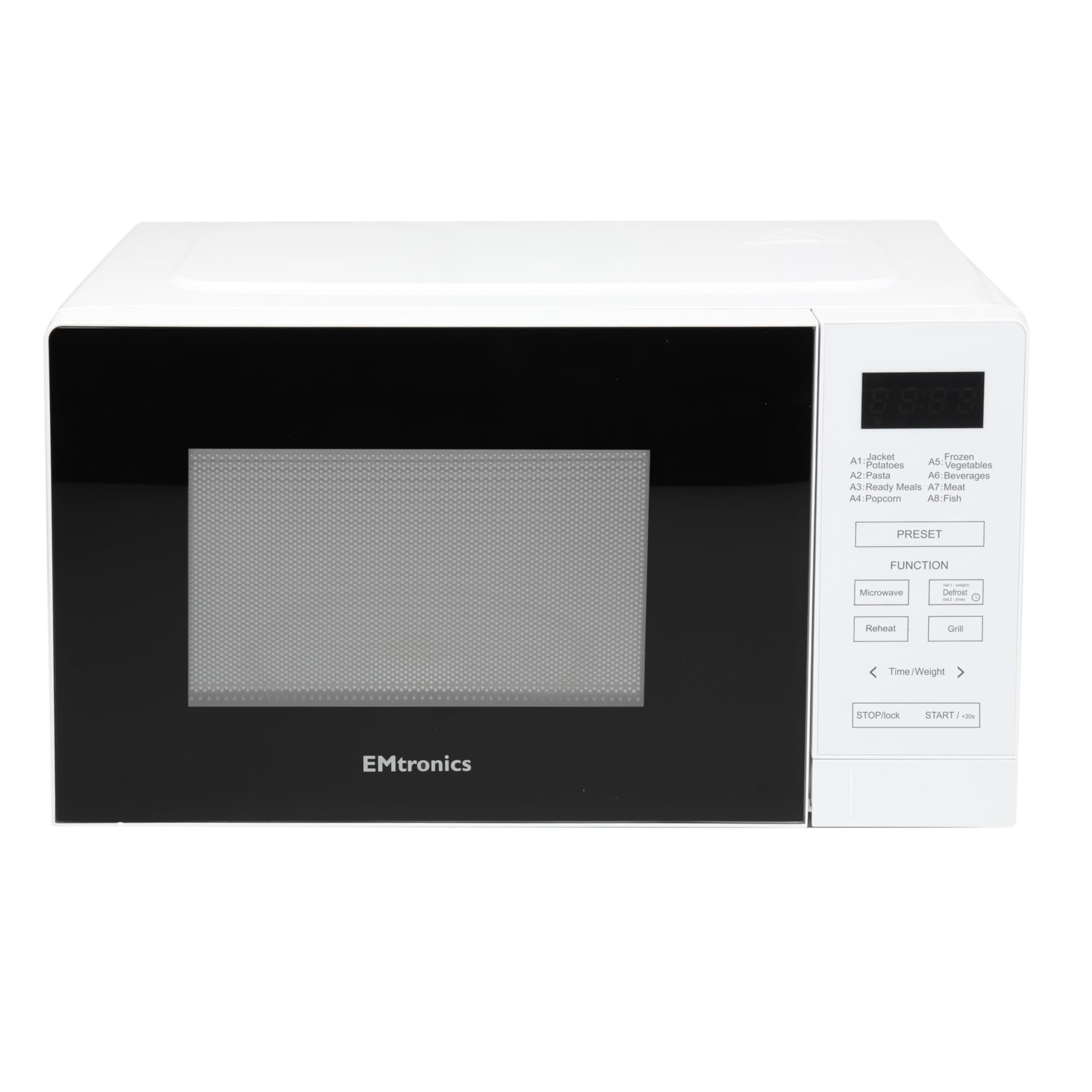 EMtronics 20L Digital Microwave with 800W Grill & Defrost – White