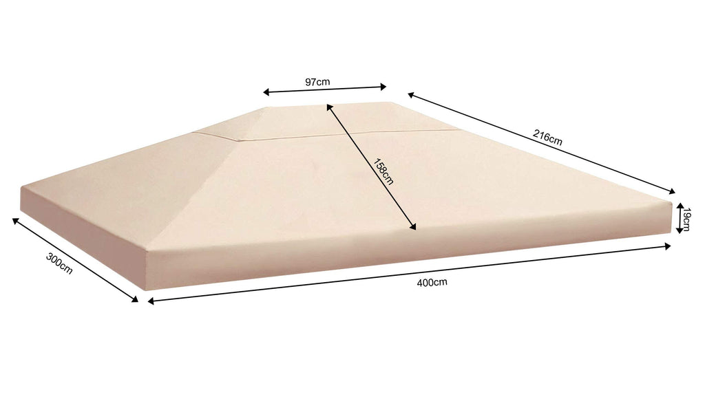 Quick-Star Gazebo Replacement Roof 3x4m - Sand PVC Coated Cover