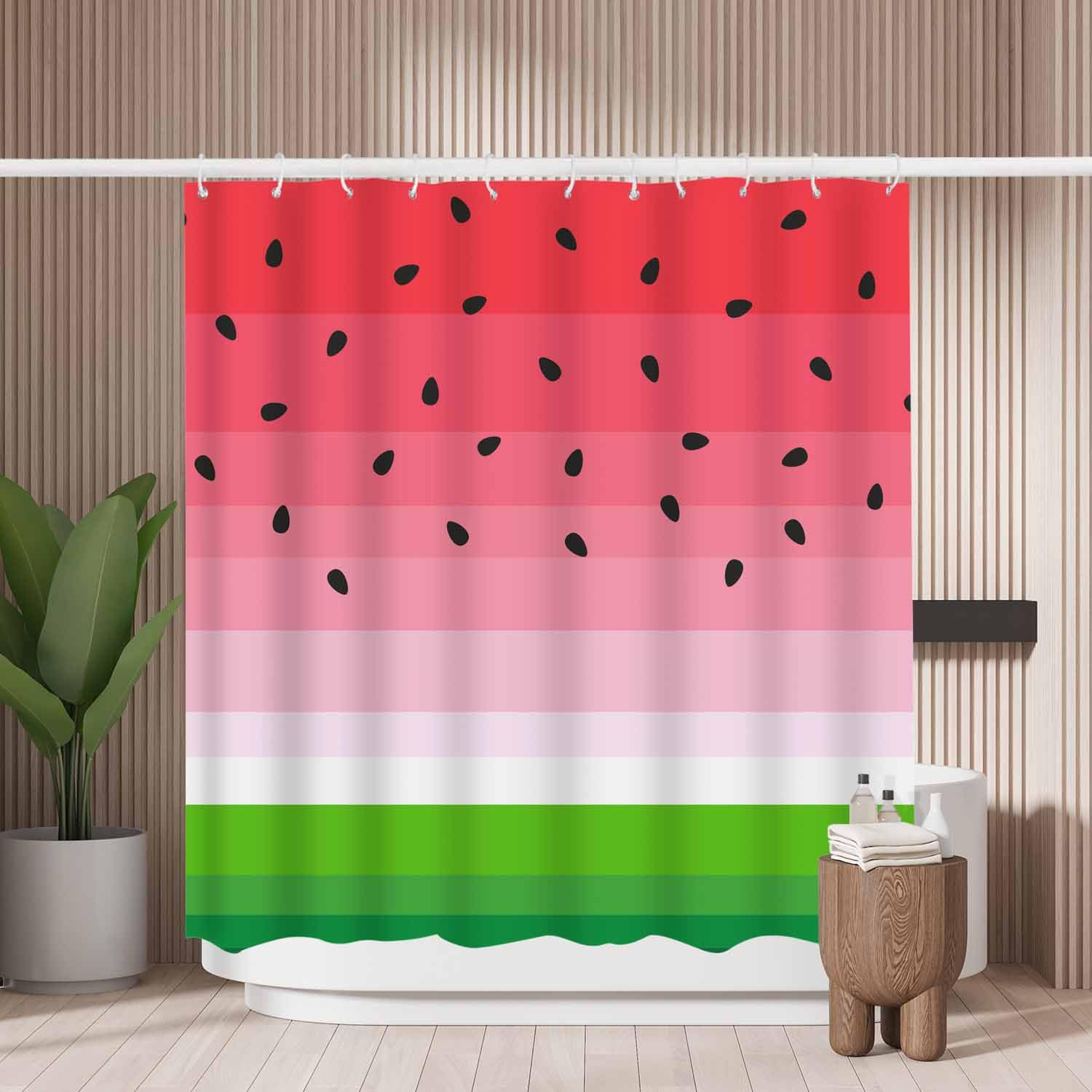 Red Watermelon Shower Curtain | Mold Resistant Polyester Fabric