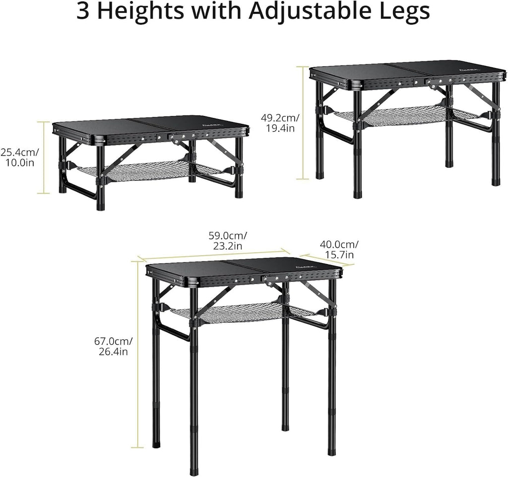Anbte Folding Camping Table | Adjustable Aluminum Outdoor Table