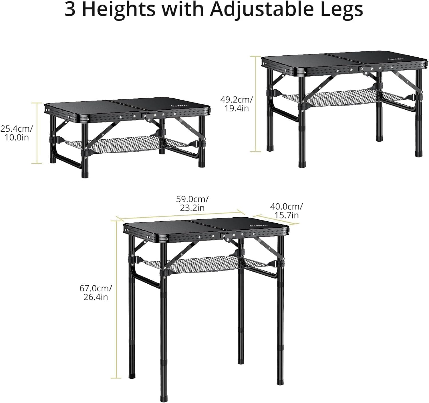 Anbte Folding Camping Table | Adjustable Aluminum Outdoor Table