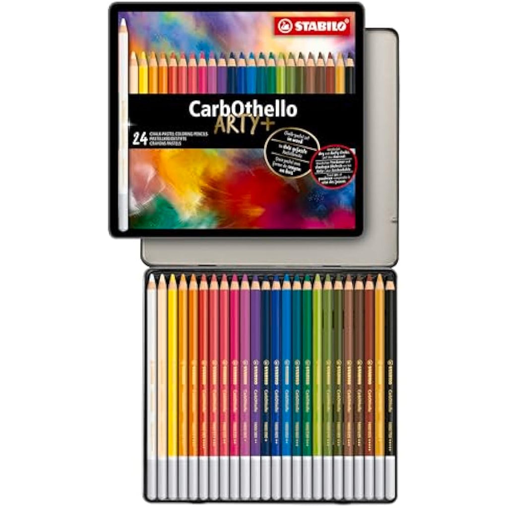 STABILO CarbOthello Chalk-Pastel Pencils | Tin of 24 Assorted Colors