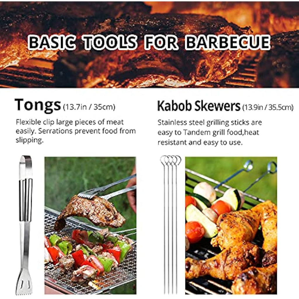 Jolof Store 9-Piece Stainless Steel BBQ Utensil Set with Portable Bag