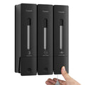 3-Chamber Wall Mounted Shower Soap Dispenser - 3x400ml Black