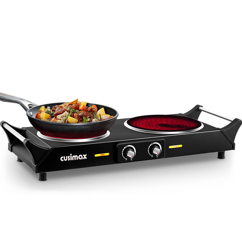 CUSIMAX Double Electric Hob – 2100W Portable Infrared Cooktop Hot Plate