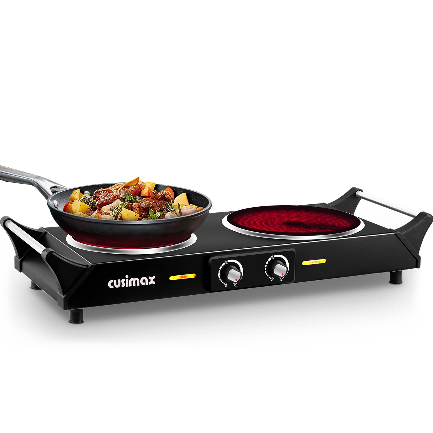 CUSIMAX Double Electric Hob – 2100W Portable Infrared Cooktop Hot Plate